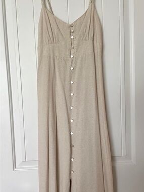 Women’s Cream Midi Button-Front Dress